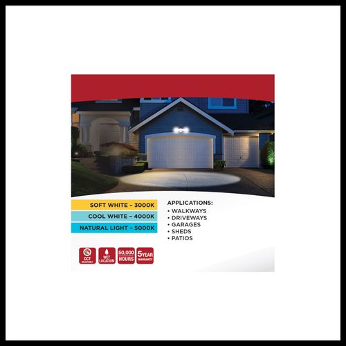 Main product image of LED Security Light, Dual Head, Field Selectable, White Finish