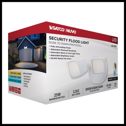 Main product image of LED Security Light, Dual Head, Field Selectable, White Finish