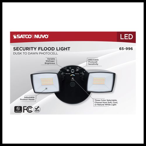 Main product image of LED Security Light, Dual Head, Field Selectable, Black Finish