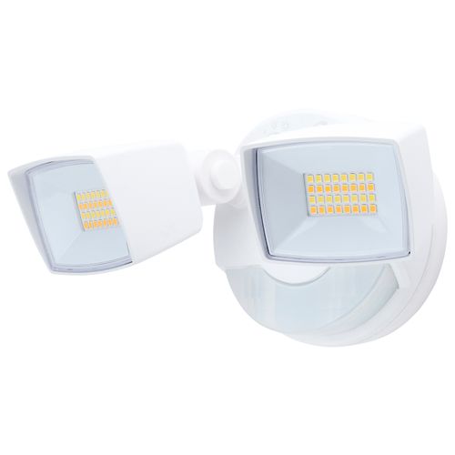 Main product image of LED Security Light with Nightlight, PIR Sensor, Dual Head, Field Selectable, White Finish