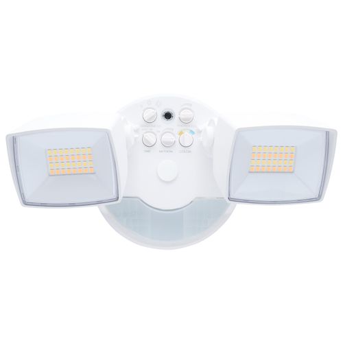 Main product image of LED Security Light with Nightlight, PIR Sensor, Dual Head, Field Selectable, White Finish