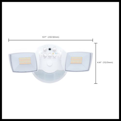 Main product image of LED Security Light with Nightlight, PIR Sensor, Dual Head, Field Selectable, White Finish
