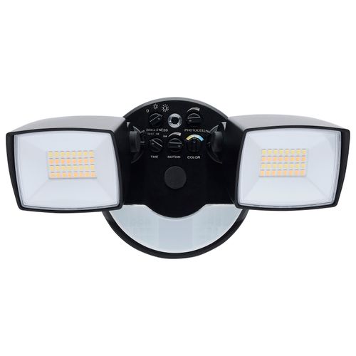 Main product image of LED Security Light with Nightlight, PIR Sensor, Dual Head, Field Selectable, Black Finish