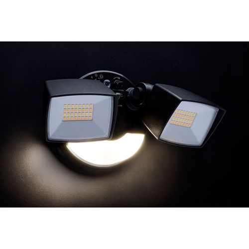 Main product image of LED Security Light with Nightlight, PIR Sensor, Dual Head, Field Selectable, Black Finish