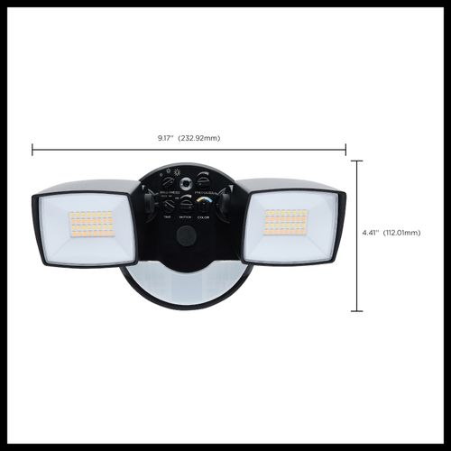 Main product image of LED Security Light with Nightlight, PIR Sensor, Dual Head, Field Selectable, Black Finish