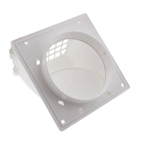 Main product image of 4" White Plastic Wide Mouth Dryer Vent Hood (Unassembled)