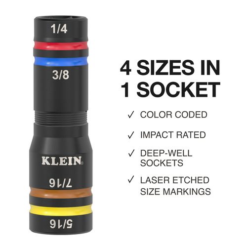 Main product image of Quad-4 Deep Well Heavy-Duty Impact Flip Socket, SAE (Color-Coded)