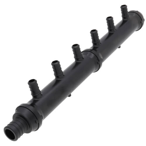 Main product image of 1" x 1" x 1/2" PureFlow PolyAlloy PEX Crimp Flow Through Manifold (6 Outlets)