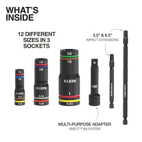Main product image of KNECT Quad-12 Deep-Well Heavy Duty Impact Flip Socket Set, 6 Piece, SAE
