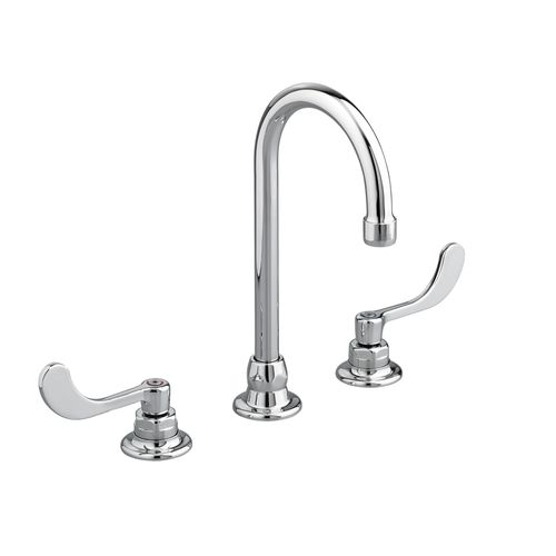 Main product image of Monterrey 8" Widespread Gooseneck Faucet w/ Wrist Blade Handles 1.5 gpm/5.7 Lpm w/ Flexible Underbody (Chrome), 6540270.002