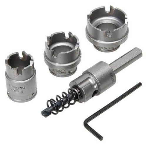 Main product image of 4 Piece Quick-Change Carbide-Tipped Hole Cutter Set (7/8" - 1-3/8")