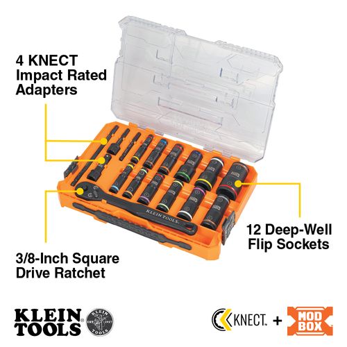 Main product image of KNECT Flip-24 Deep-Well, Heavy Duty Impact Socket Set, SAE/Metric