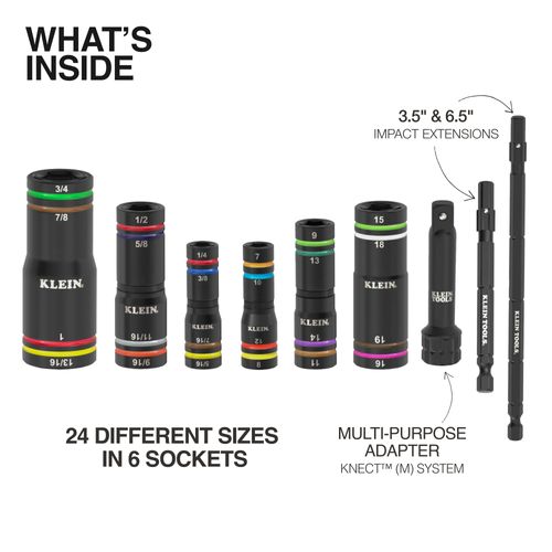 Main product image of KNECT Quad-24 Heavy Duty Impact Flip Socket Set, 9 Piece, SAE and Metric
