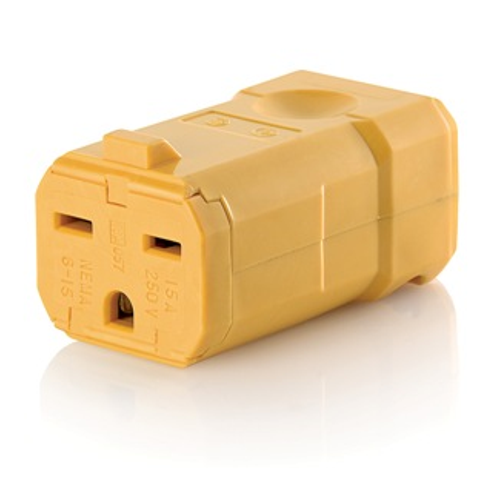 Main product image of 15A, 250V NEMA 6-15R, 2P, 3W, Connector, Straight Blade, Grounding, Python (Yellow)