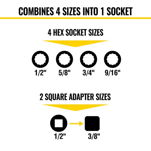 Main product image of 1/2" to  3/8" Flip Quad Socket Adapter