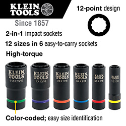 Main product image of 2-in-1 Impact 1/2" Drive 12 Point Socket Set (6 Piece)