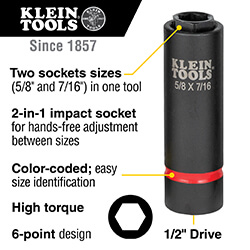 Main product image of 2-in-1 Impact Socket, 6-Point (5/8" x 7/16")