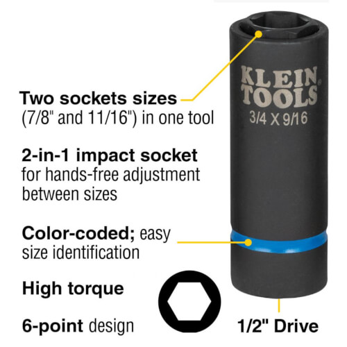 Main product image of 2-in-1 Impact Socket, 6-Point (7/8" x 11/16")