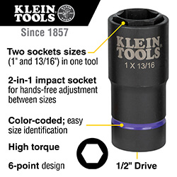 Main product image of 2-in-1 Impact Socket, 6-Point (1" x 13/16")