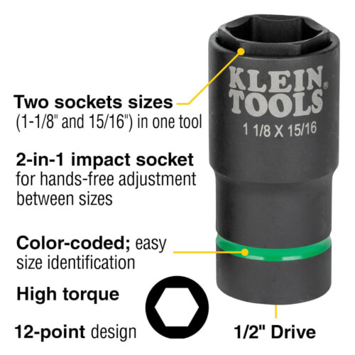 Main product image of 2-in-1 Impact 6-Point Socket (1-1/8" x 15/16")