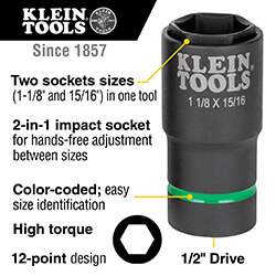 Main product image of 2-in-1 Impact 6-Point Socket (1-1/8" x 15/16")