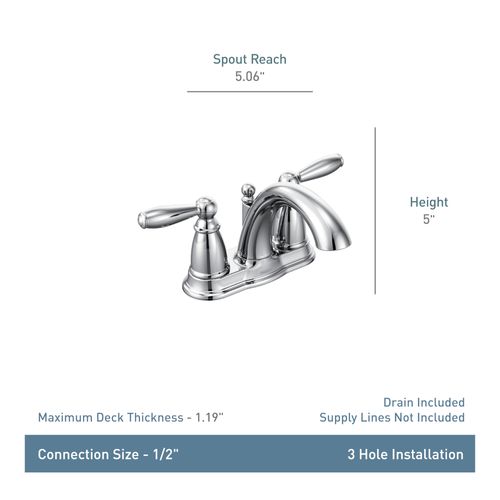 Main product image of Brantford 2 Handle Bathroom Faucet, 1.2 GPM, 6610 (Chrome)
