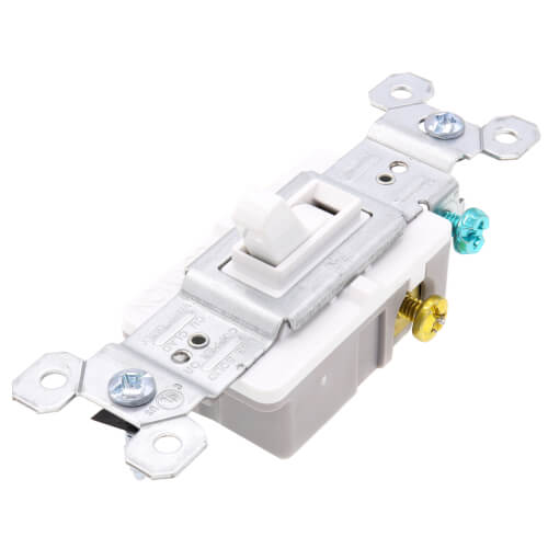 Triple-Pole Grounding Toggle Switch, 15A - White (120V)
