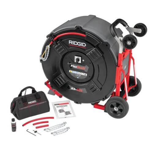 K9-306 FlexShaft Drain Cleaning Machine for 3"-6" Pipes w/ 3/8" x 125' Cable & Kit