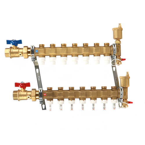Main product image of 1" TwistFlow Manifold w/ Temp Gauge, Inverted PEX Loops (7 Loops)