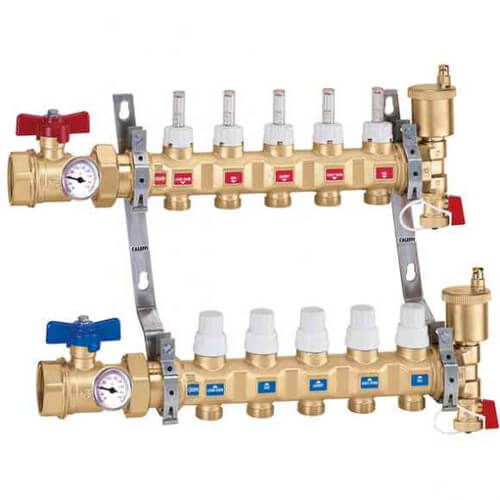 1-1/4" Inverted TwistFlow Manifold w/ Temp Gauge (7 Outlets)