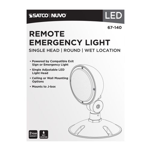Main product image of Remote Emergency Light, Weatherproof Low Power Single Head, 3-12V 0.75W, White Finish