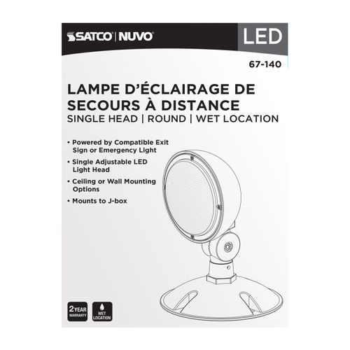 Main product image of Remote Emergency Light, Weatherproof Low Power Single Head, 3-12V 0.75W, White Finish