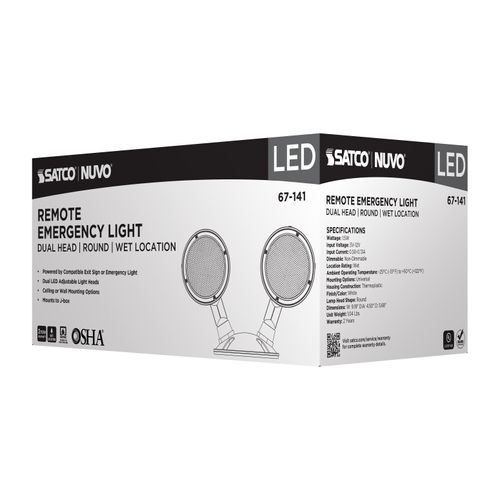Main product image of Remote Emergency Light, Weatherproof Low Power Dual Head, 3-12V 1.5W, White Finish