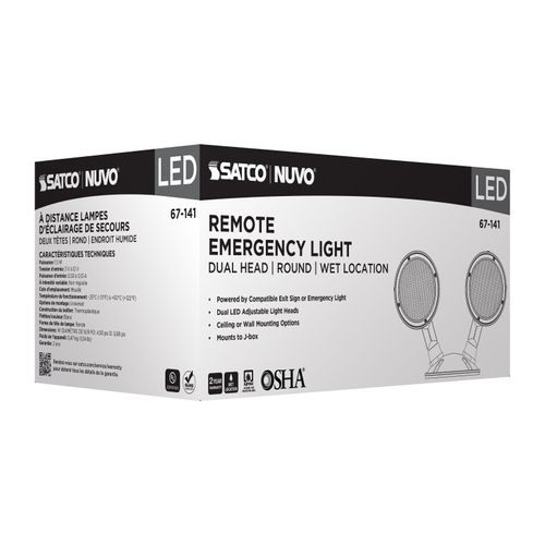 Main product image of Remote Emergency Light, Weatherproof Low Power Dual Head, 3-12V 1.5W, White Finish