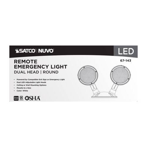 Main product image of Remote Emergency Light, 1.5W, Weatherproof Low Power Dual Head, White Finish, 3.6V