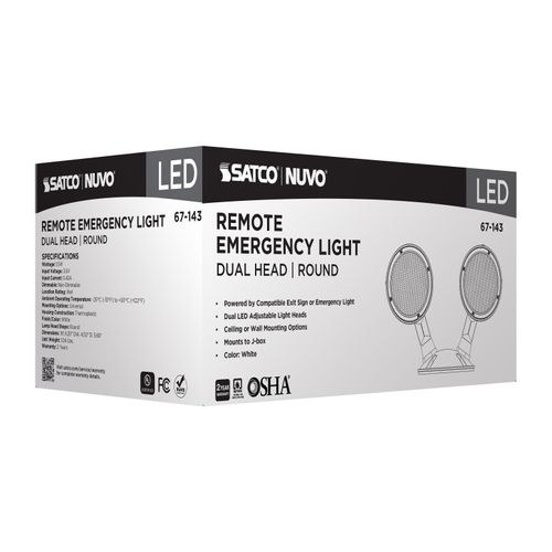 Main product image of Remote Emergency Light, 1.5W, Weatherproof Low Power Dual Head, White Finish, 3.6V