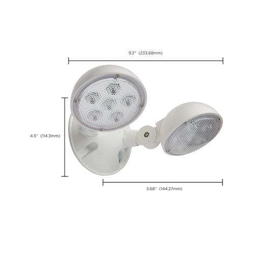 Main product image of Remote Emergency Light, 1.5W, Weatherproof Low Power Dual Head, White Finish, 3.6V