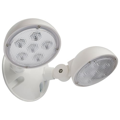 Main product image of Remote Emergency Light, 1.5W, Weatherproof Low Power Dual Head, White Finish, 3.6V