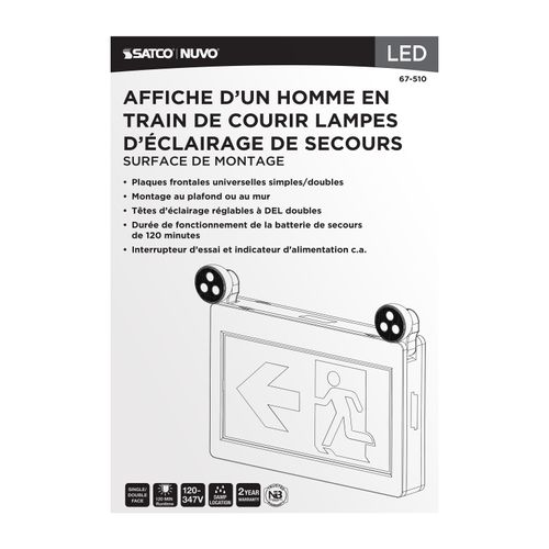 Main product image of Running Man Green Combo Exit Sign/Emergency Light, 120-347V, 2HR backup, Single/Dual Face, Universal Mounting, Thermoplastic
