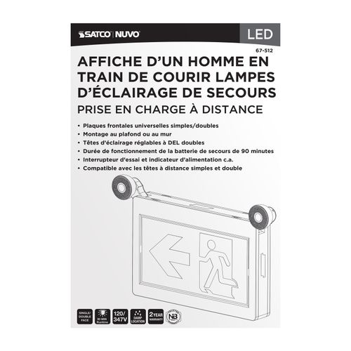 Main product image of Running Man Green Combo Exit Sign/Emergency Light, 120/347V, 90min backup, Single/Dual Face, Universal Mounting, Thermoplastic, Remote-Capable
