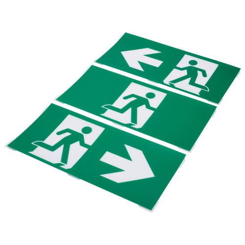 Main product image of Running Man Green Edge Lit Exit Sign, 120-347V, 2HR backup, Single/Dual Face, Universal Surface or Recessed Mounting, Pivoting Panel