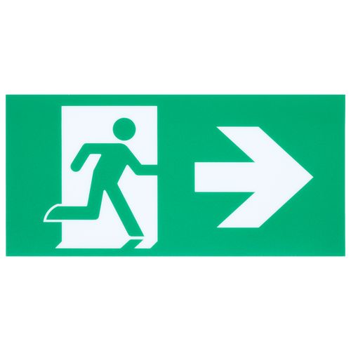Main product image of Running Man Green Edge Lit Exit Sign, 120-347V, 2HR backup, Single/Dual Face, Universal Surface or Recessed Mounting, Pivoting Panel