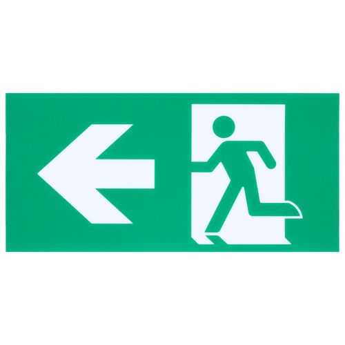 Main product image of Running Man Green Edge Lit Exit Sign, 120-347V, 2HR backup, Single/Dual Face, Universal Surface or Recessed Mounting, Pivoting Panel
