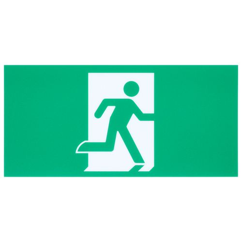 Main product image of Running Man Green Edge Lit Exit Sign, 120-347V, 2HR backup, Single/Dual Face, Universal Surface or Recessed Mounting, Pivoting Panel