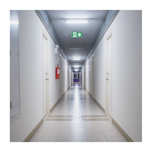 Main product image of Running Man Green Combo Edge Lit Exit Sign/Emergency Light, 120-347V, 2HR backup, Single/Dual Face, Premium Flush Recessed Mounting