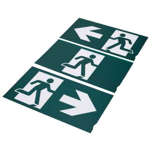 Main product image of Running Man Green Exit Sign, 120/347V, 2HR backup, Single/Dual Face, Universal Mounting, Wet Location, Low Temperature