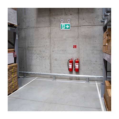 Main product image of Running Man Green Combo Exit Sign/Emergency Light, 120/347V, 2HR backup, Single/Dual Face, Universal Mounting, Wet Location, Remote-Capable