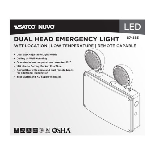 Main product image of Emergency Light, 120-347V, 2HR Backup, Universal Mounting, Wet Location, Low Temperature, Remote Compatible