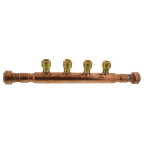 3/4" Open Copper Manifold w/ 1/2" Push-Fit Outlets (4 Outlets)