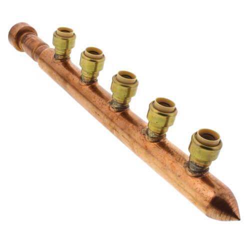 Main product image of 3/4" Closed Copper Manifold w/ 1/2" Push-Fit Outlets (5 Outlets)